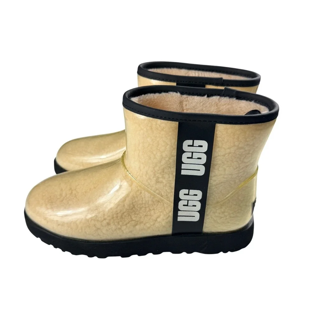UGG Classic Clear Mini Natural Black Waterproof Boots 1113190 Womens Size 9